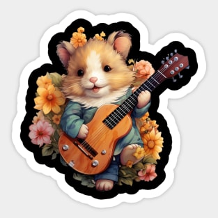 Aesthetic Cute Hamster Guitar Lover Sticker